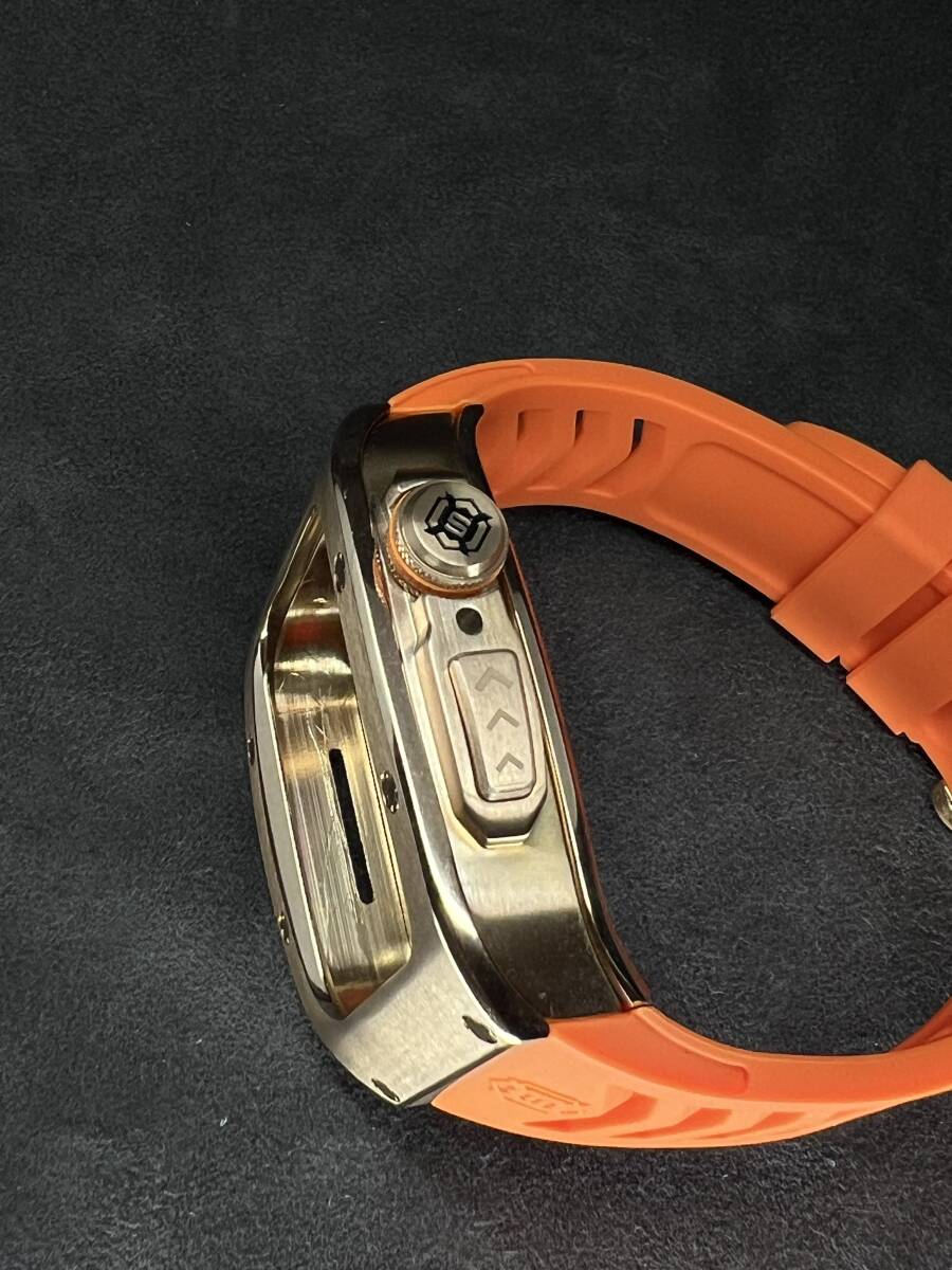 アップルウォッチ ローズ ステンレス ケース オレンジ ラバー ベルト applewatch 45mm 44mm ゴールデンコンセプトタイプ_画像4