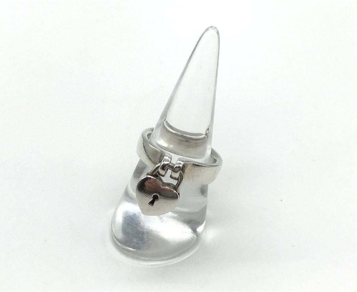 ■【YS-1】 4℃ ヨンドシー リング ■ 指輪 13号 ハート南京錠モチーフ 銀製 SILVER シルバー製 【同梱可能商品】K■