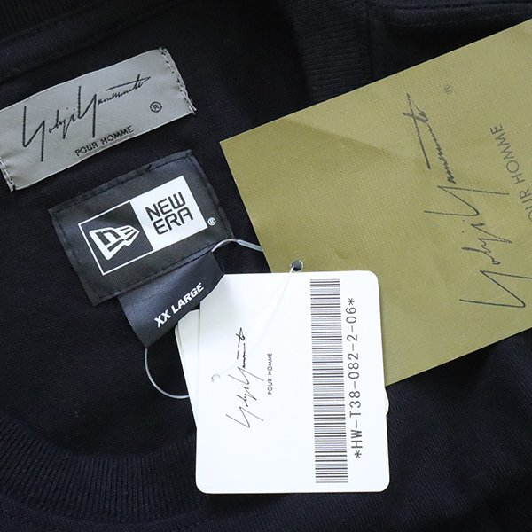 ★未使用 Yohji Yamamoto x New Era ◆袋付 ロゴ刺繍 Tシャツ 黒 サイズ6 半袖 カットソー ヨウジヤマモト ニューエラ 大きいサイズ ◆MU29_画像7