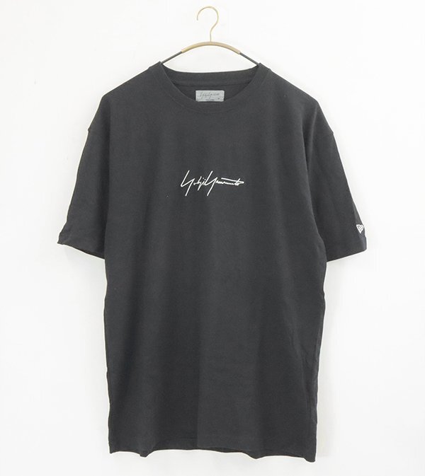 ★未使用 Yohji Yamamoto x New Era ◆袋付 ロゴ刺繍 Tシャツ 黒 サイズ6 半袖 カットソー ヨウジヤマモト ニューエラ 大きいサイズ ◆MU29_画像2