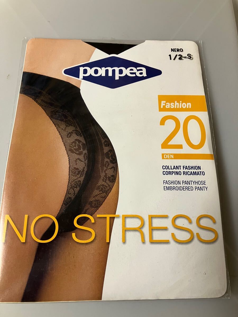 【送料無料】 pompea 20デニール sheer panty hose spandex bikini nero 1/2-s 刺繍 パンティ レース パンティストッキング パンスト 黒