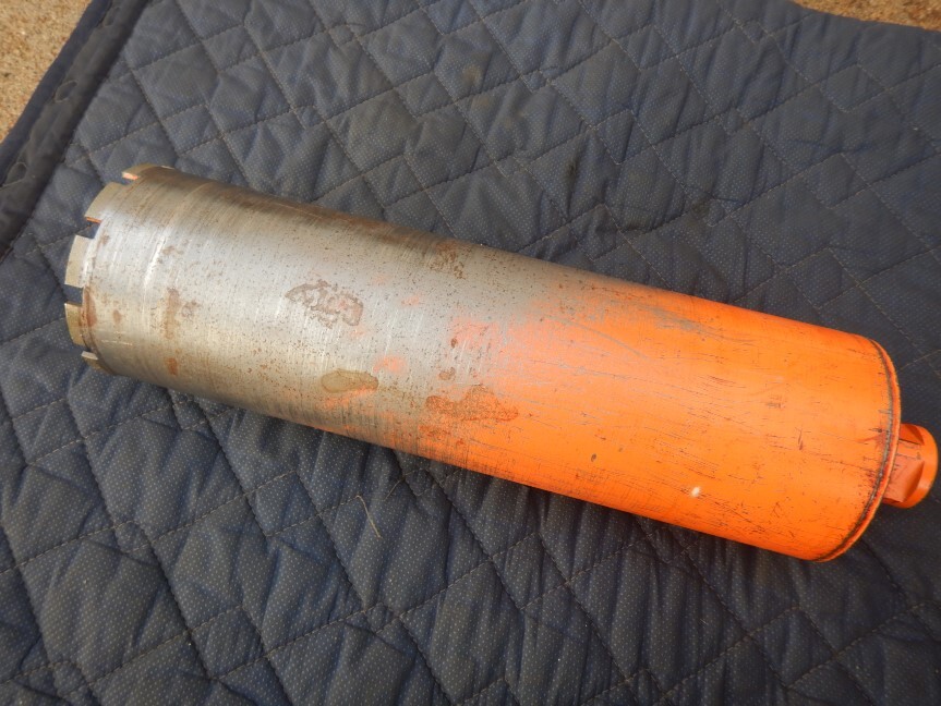 即決税0円中古品ZENESISダイヤモンドコアビット120mm 有効長370mmAロッド軸 先端ダイヤ残り7mm