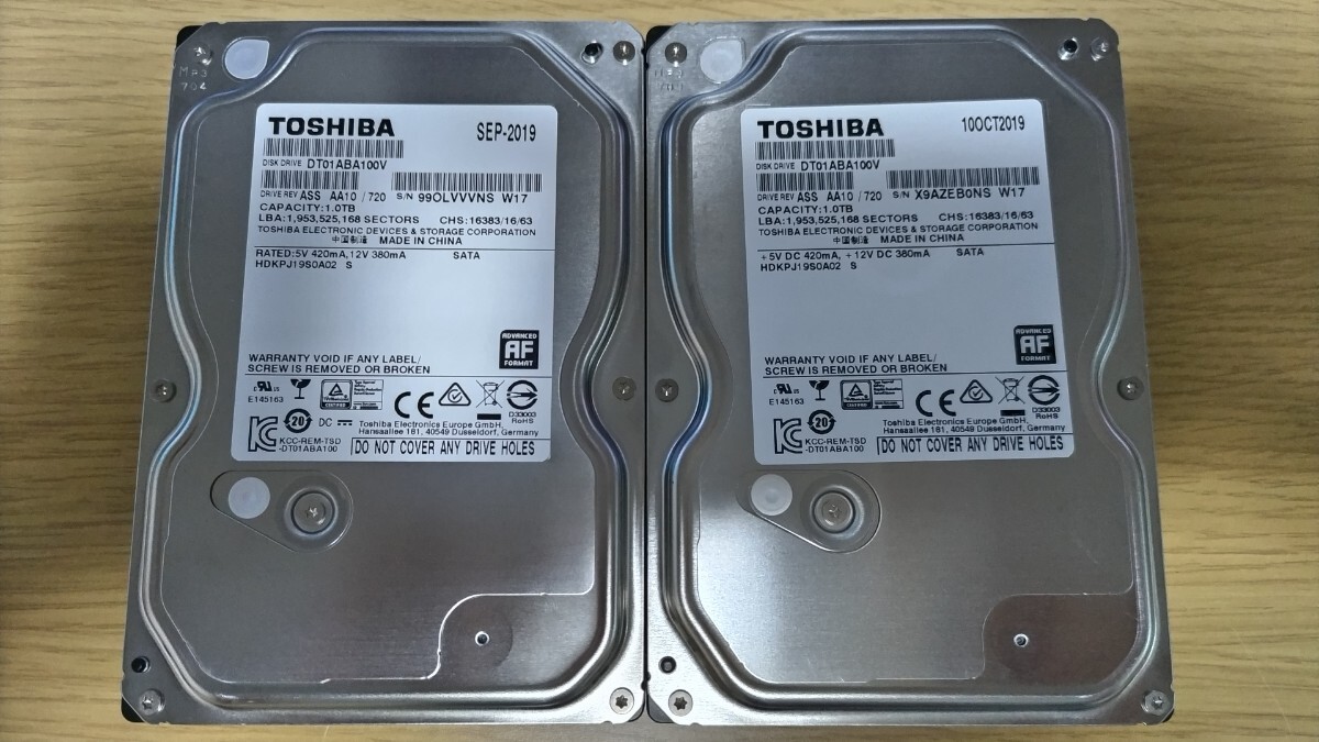 健康状態「正常」 HDD 1TB 2台セット ジャンク扱いで DT01ABA100V