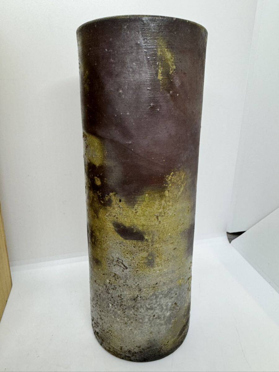 【5％OFF】 ◇備前焼 木村陶峰作 花瓶 花器 花入 陶印あり 力 在銘 木村陶峰 工芸品