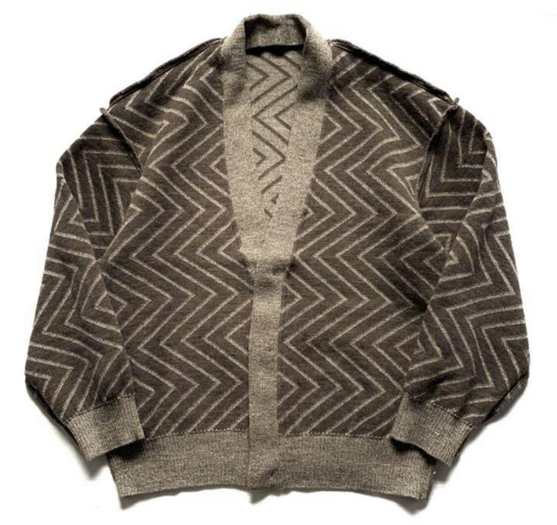 希少Issey miyake イッセイミヤケ 92aw ニットカーディガン 総柄 リバーシブル 茶 90s