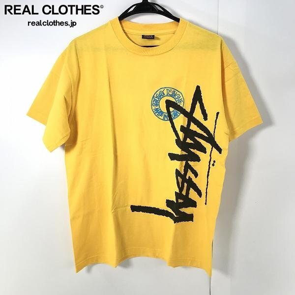 D squared2★イエロー スプリットプリント ロゴ Tシャツ★送関込 ☆STUSSY/ステューシー ロゴプリント 半袖Tシャツ イエロー/M /UPK