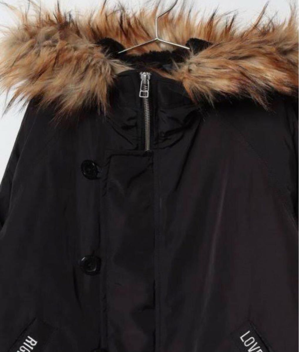  с биркой Rav toki Schic искусственный мех капот есть блузон 160 чёрный MA-1 обычная цена 8690 иен бордо пальто жакет девочка ребенок одежда 