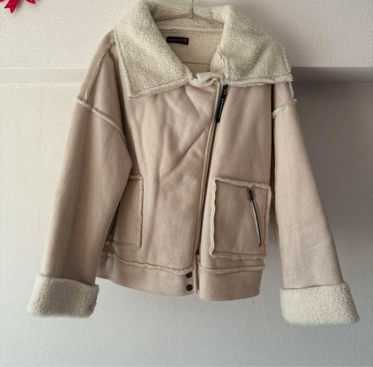  новый товар не использовался Rav toki Schic (Lovetoxic) мутон способ обратная сторона боа байкерская куртка L160 замша ..MIXko-te девочка Kids ребенок одежда 