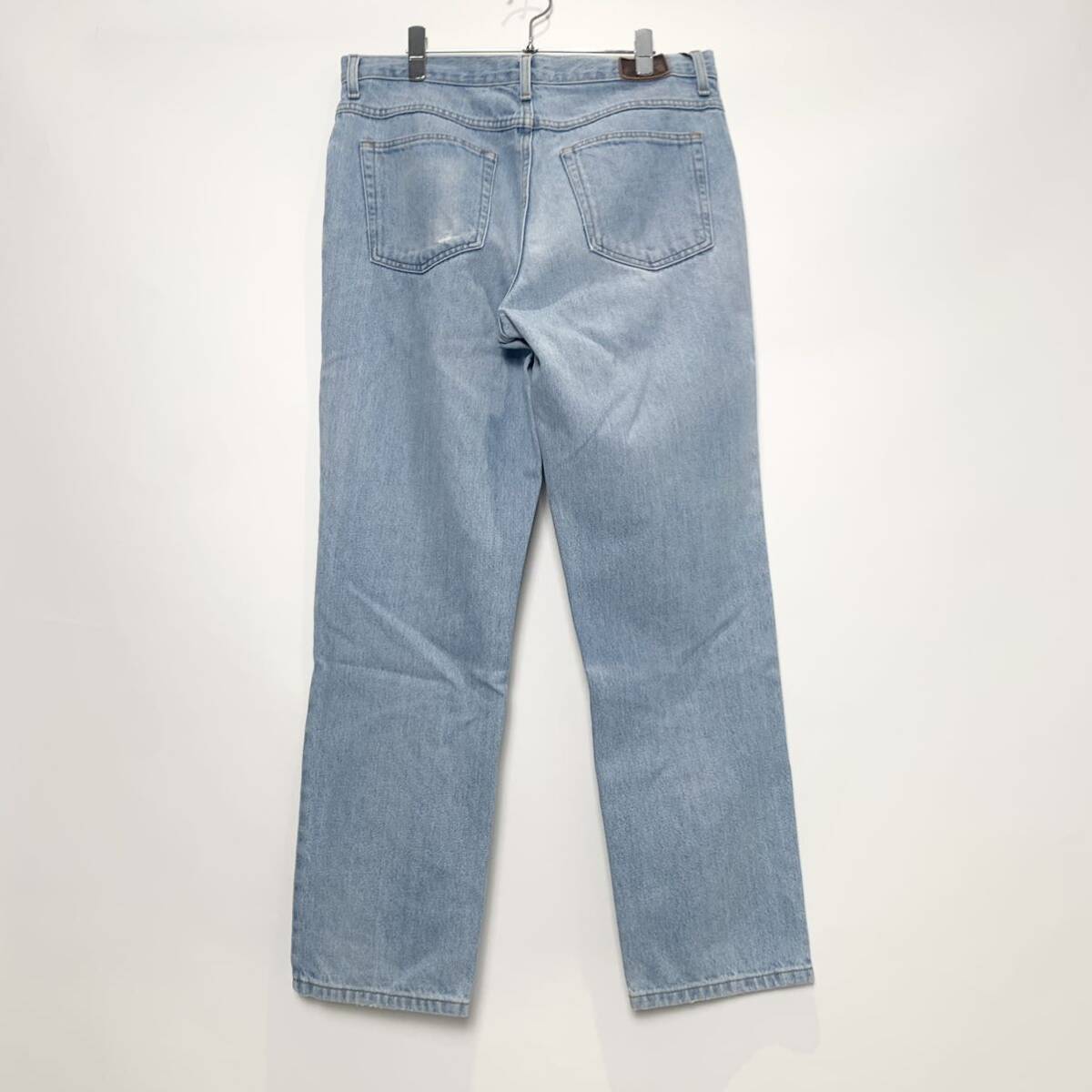 希少 90s ビンテージ L.L.bean デニムパンツ エルエルビーン ジッパーフライ インディゴ アイスブルー 革パッチ 1990年代 W33