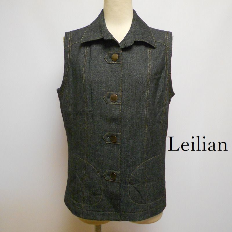 862724 Leilian レリアン グレー系 ベスト 未使用タグ付 9