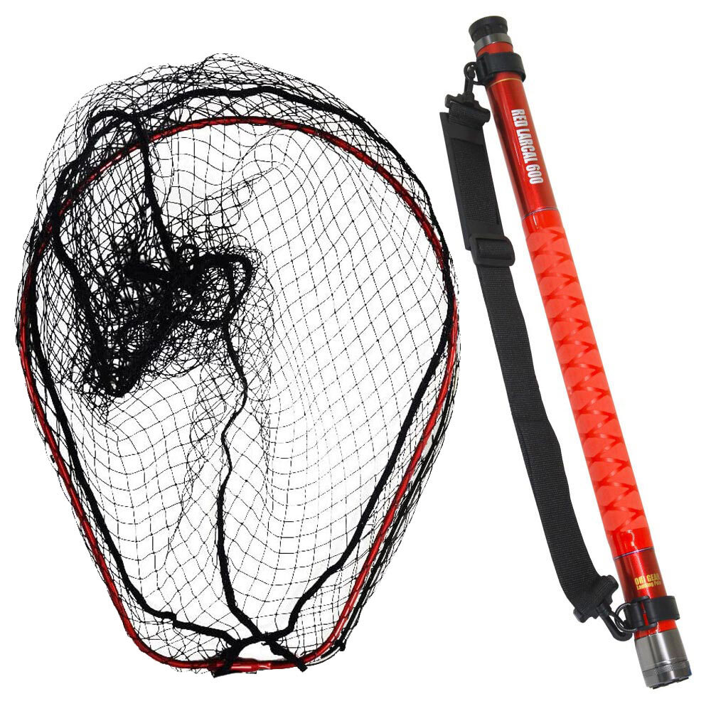 おり釣具 RED LARCAL600 カーボン ランディングネットL レッド 2点セット(landingset-197-r)