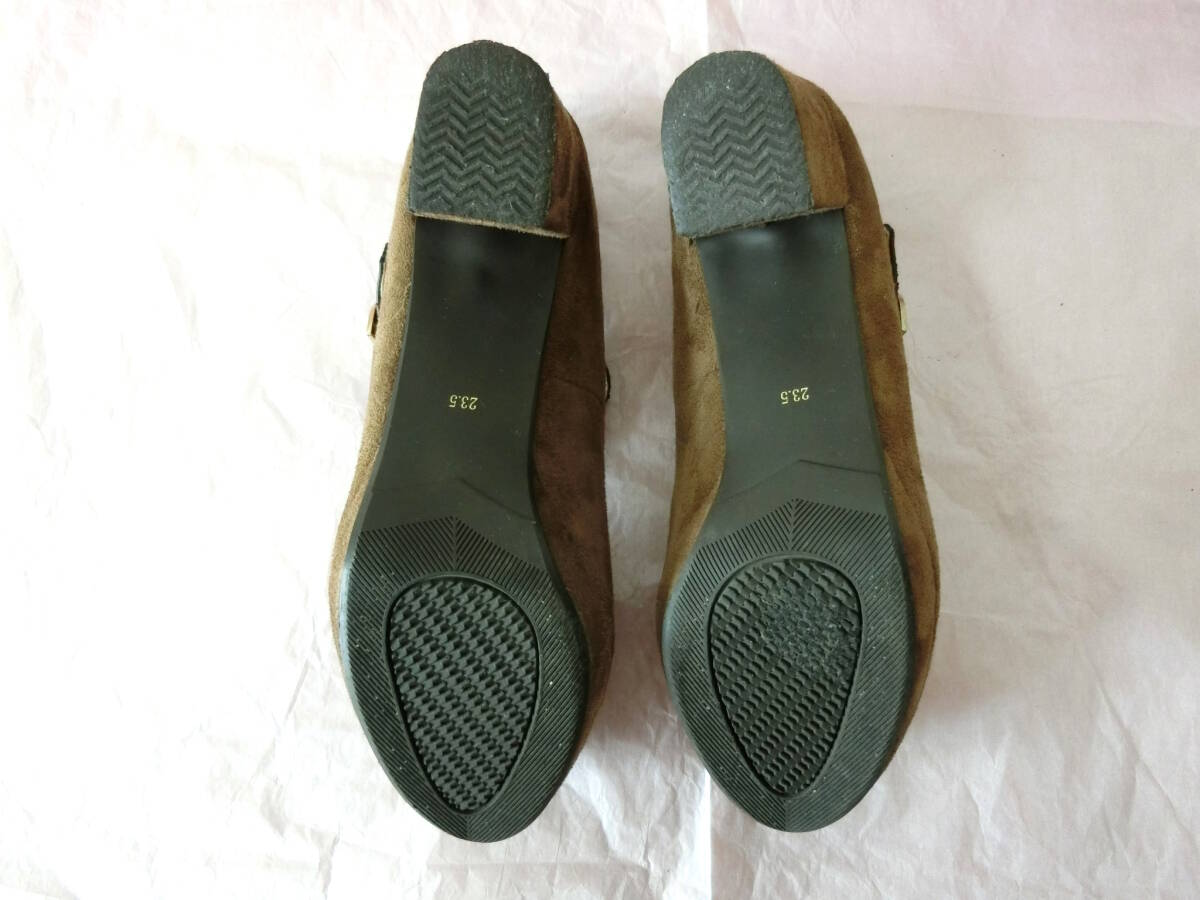 【送料無料】【中古】★SAVOY サボイ☆リボン＆ビジュー付きストラップパンプス スエード風/茶ブラウン/23.5㎝/(ジェリービーンズ_画像8