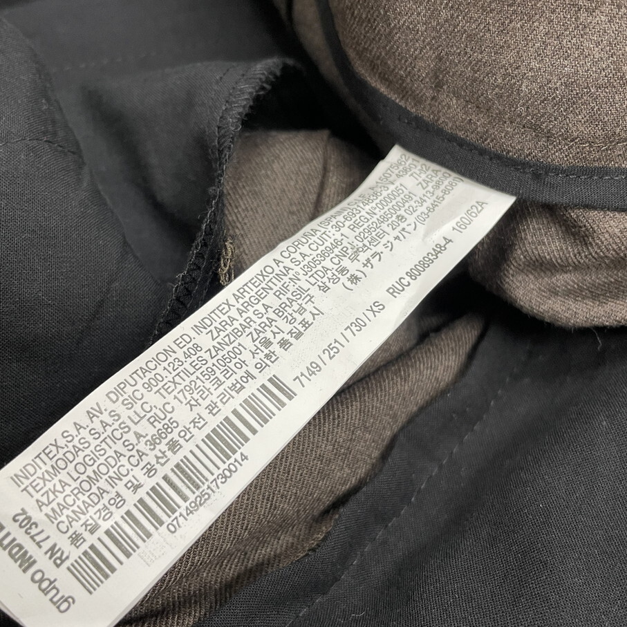 /XS/ ZARA ブラウン プリーツパンツ レディース オフィスカジュアルボトム 通勤 フェミニン 大人可愛い ストレッチ デイリー ザラ