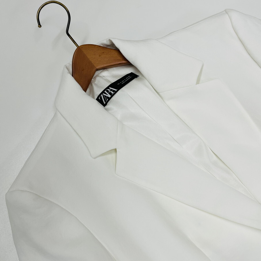 S/ ZARA ホワイト ジャケット ブレザー長袖 レディース タグ S/ ZARA ホワイト ジャケット ブレザー長袖 レディース タグ