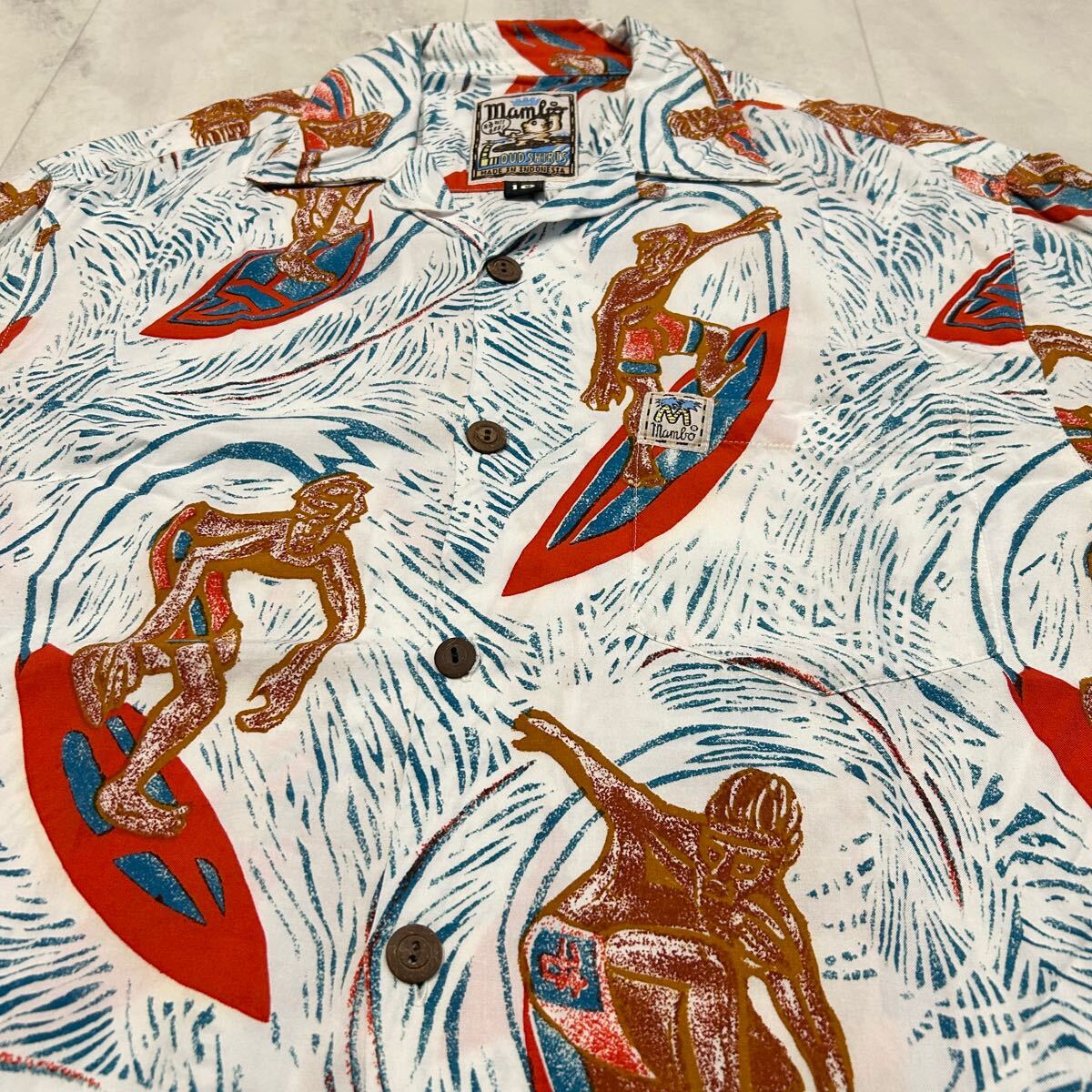MAMBO LOUD SHIRTS man bo громкий рубашка общий рисунок рисунок соединять . воротник открытый цвет серфинг Vintage гавайская рубашка искусственный шелк 100%