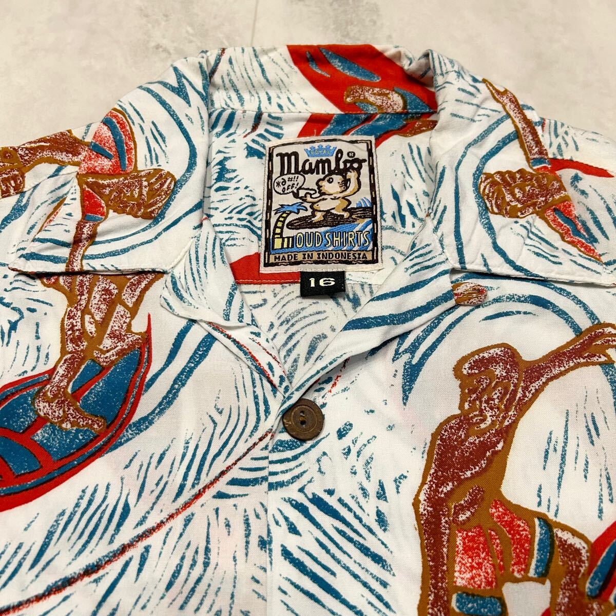 MAMBO LOUD SHIRTS man bo громкий рубашка общий рисунок рисунок соединять . воротник открытый цвет серфинг Vintage гавайская рубашка искусственный шелк 100%