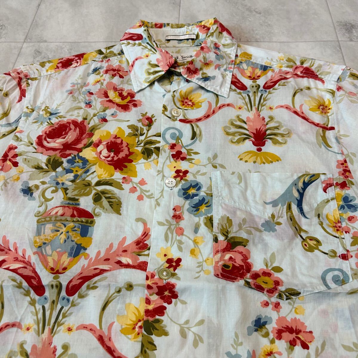 Paul Smith LONDON ポールスミス 総柄 花柄 アート 半袖シャツ 綿100%