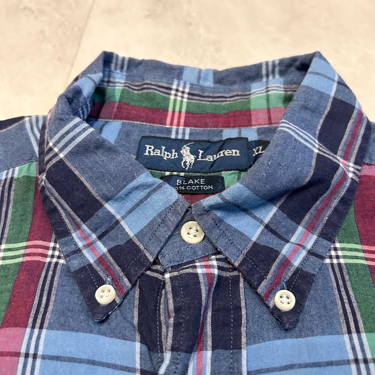 90s 00s Ralph Lauren BLAKE ラルフローレン ポニー 刺繍 チェック柄 ボタンダウン ビンテージ 半袖シャツ