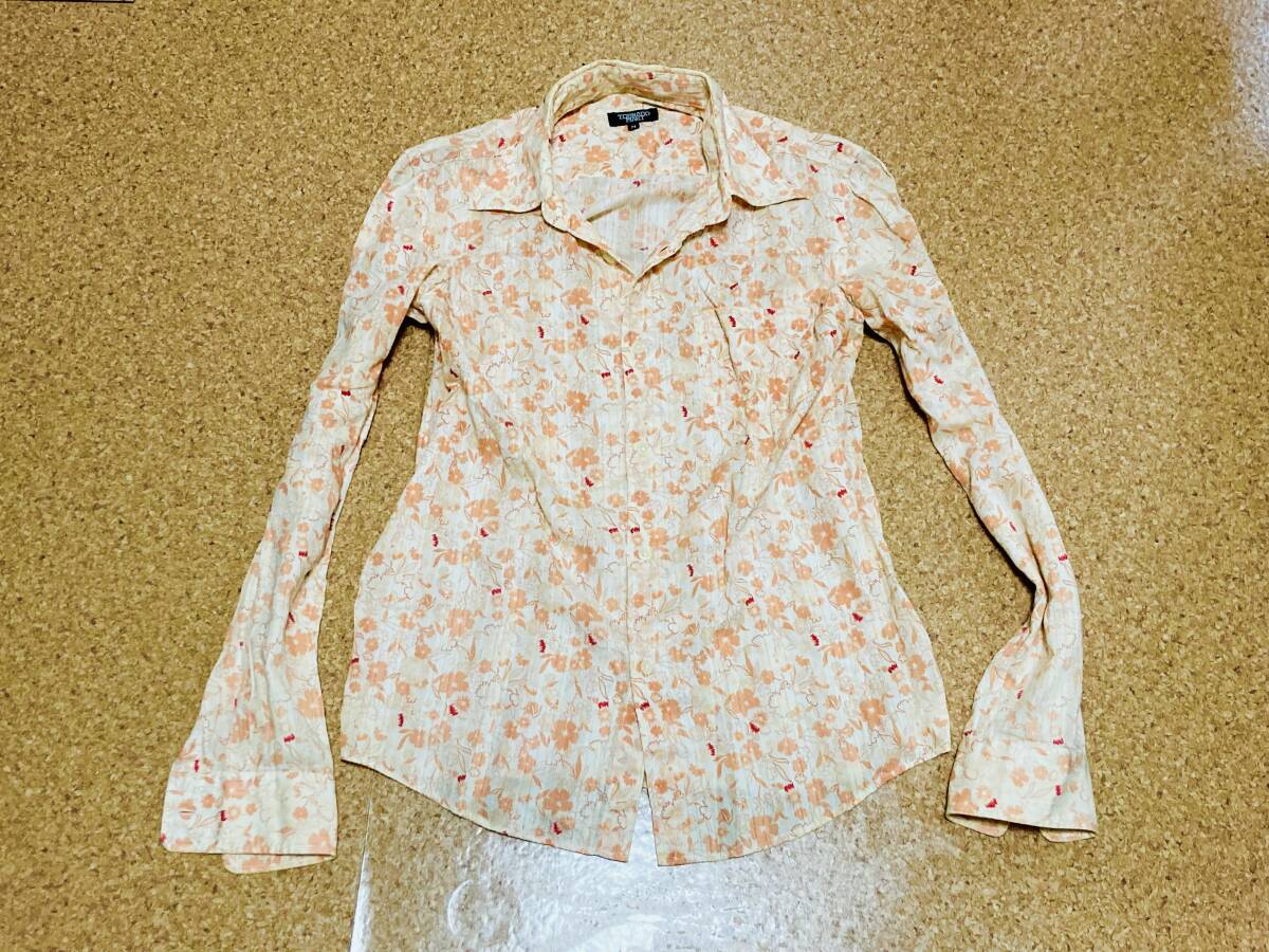  beautiful goods / Tornado Mart / floral print shirt / beige × pink / long sleeve /M size / retro pattern /peiz Lee pattern / total pattern /TORNADO MART[ immediately shipping ]