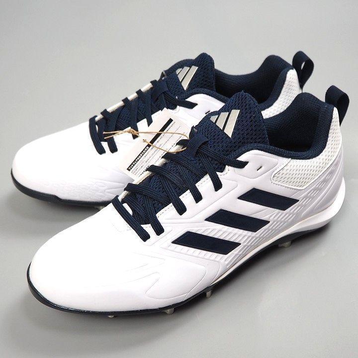 R604 新品 adidas アディダス Stabile 5 Low スタビル 5 ロー スパイク 金具 野球 ホワイト/ネイビー 25.0cm