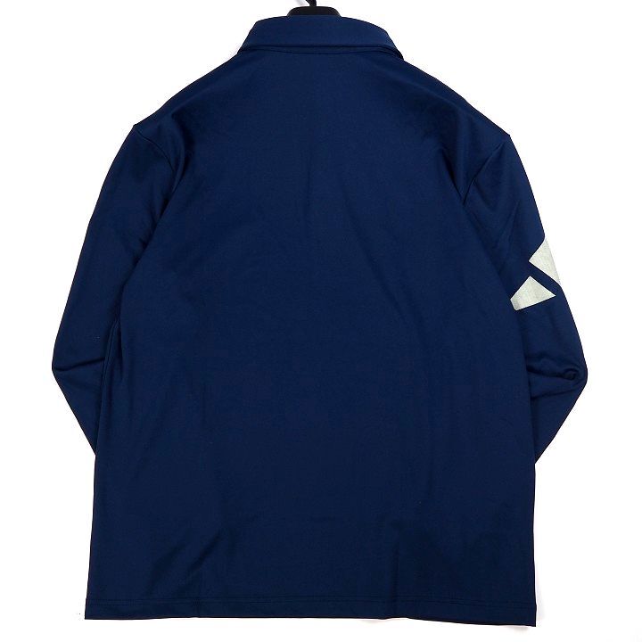 R607 新品 adidas GOLF アディダス ゴルフ ビッグロゴ ストレッチ ボタンダウン 長袖 ポロシャツ ネイビー 2XL
