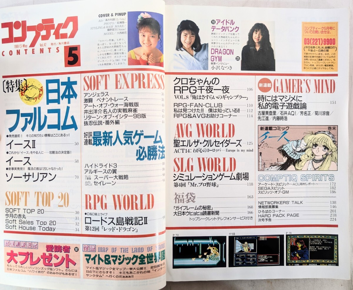 希少本☆★月刊コンプティーク 1988年5月★☆闘うパソコンゲームマガジン 角川書店 VOL42 