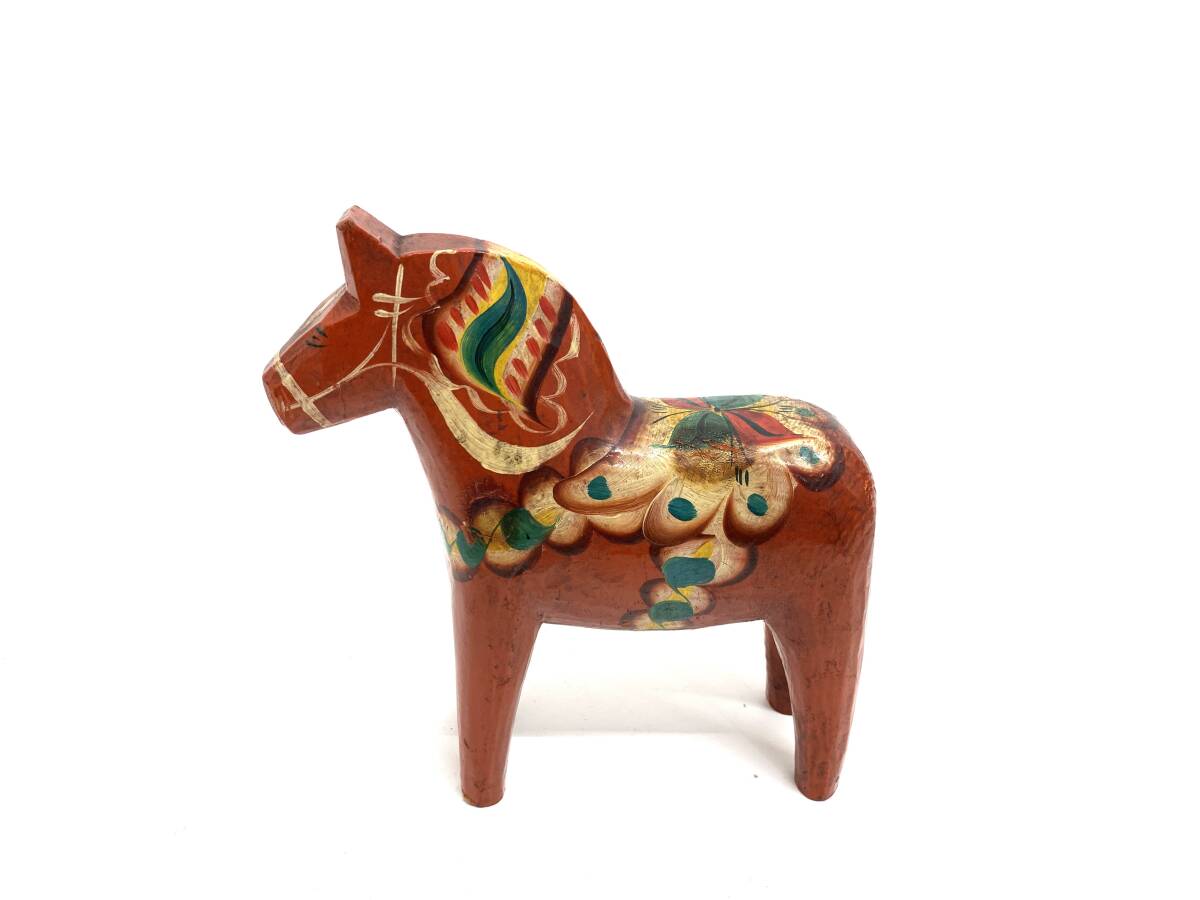 ○409 Vintage ダーラナホース ダーラへスト 木製 馬のオブジェ サイズ H21cm スウェーデン / 北欧 置物 インテリア 幸運 縁起物 風水_画像1