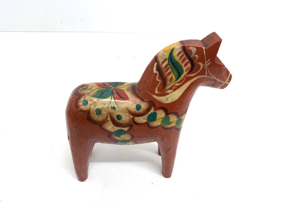 ○409 Vintage ダーラナホース ダーラへスト 木製 馬のオブジェ サイズ H21cm スウェーデン / 北欧 置物 インテリア 幸運 縁起物 風水_画像4