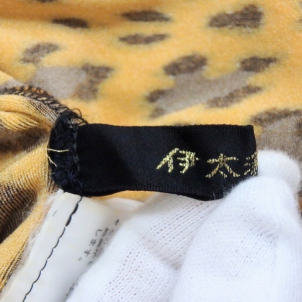 #anc GKITALIYA 伊太利屋 カットソー 9 茶系 黒 レオパード柄 ラインストーン ハイネック バックジップ レディース [906812]