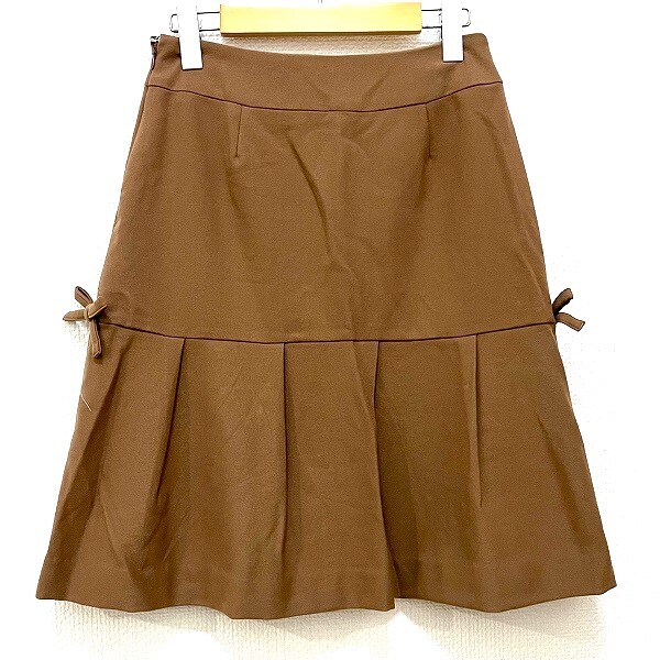 #anc ギャラリービスコンティ GALLERYVISCONTI スカート 2 キャメル リボン サイドジップ レディース [900106]