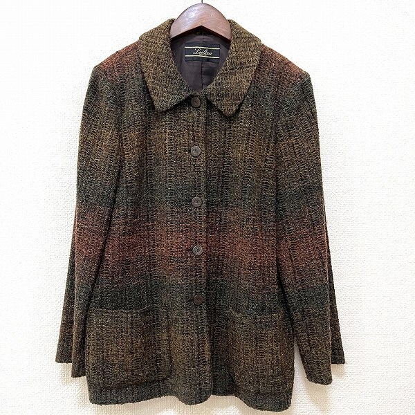 #wnc レリアン Leilian コート 13+ カーキ系 オレンジ ジャケット ラメ 大きいサイズ レディース [912209]