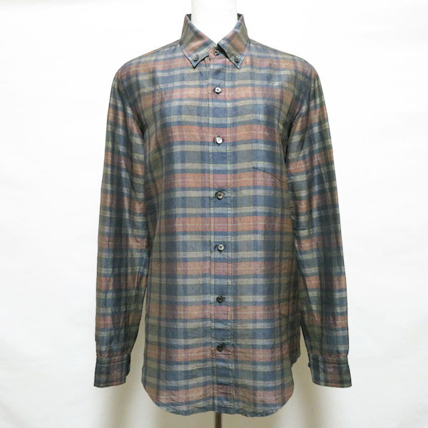 #anc SALE ビューティフルピープル beautiful people シャツ ブラウス カーキ 茶 紺 チェック シルク レディース [652902]