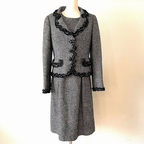 wnc ハロッズ Harrods ワンピーススーツ ツーピース 2 黒 白