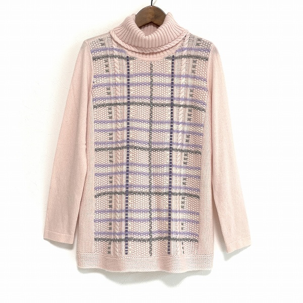 #wnc レリアン Leilian ニット・セーター 9 ピンク 紫 グレー タートルネック カシミヤ タグ付き 美品 レディース [909877]