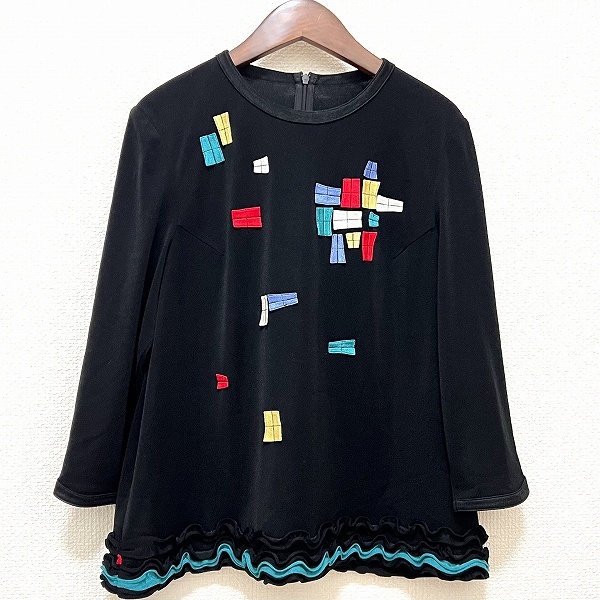 #anc ミズレイコ MS.REIKO カットソー 12 黒 マルチ チュニック 七分袖 バックジップ レディース [915104]