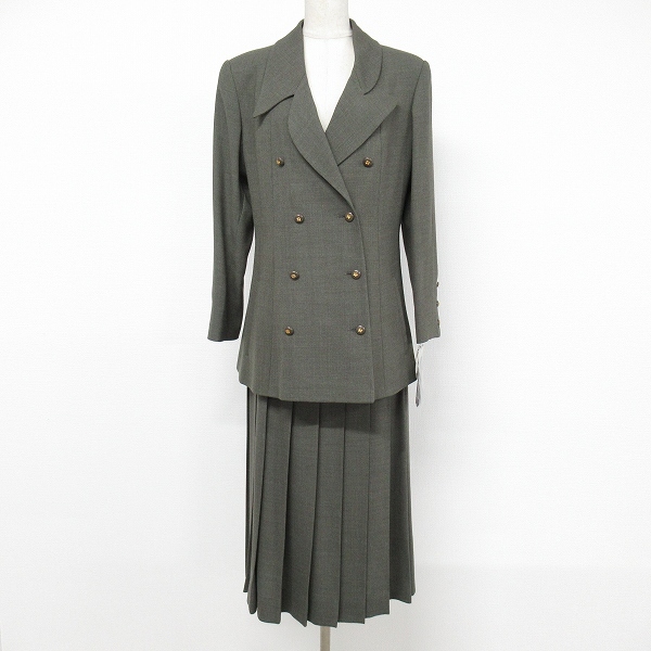 #apc シャネル CHANEL スカートスーツ セットアップ ツーピース 四つ葉クローバーボタン ベルト付き フランス制 レディース [850836]