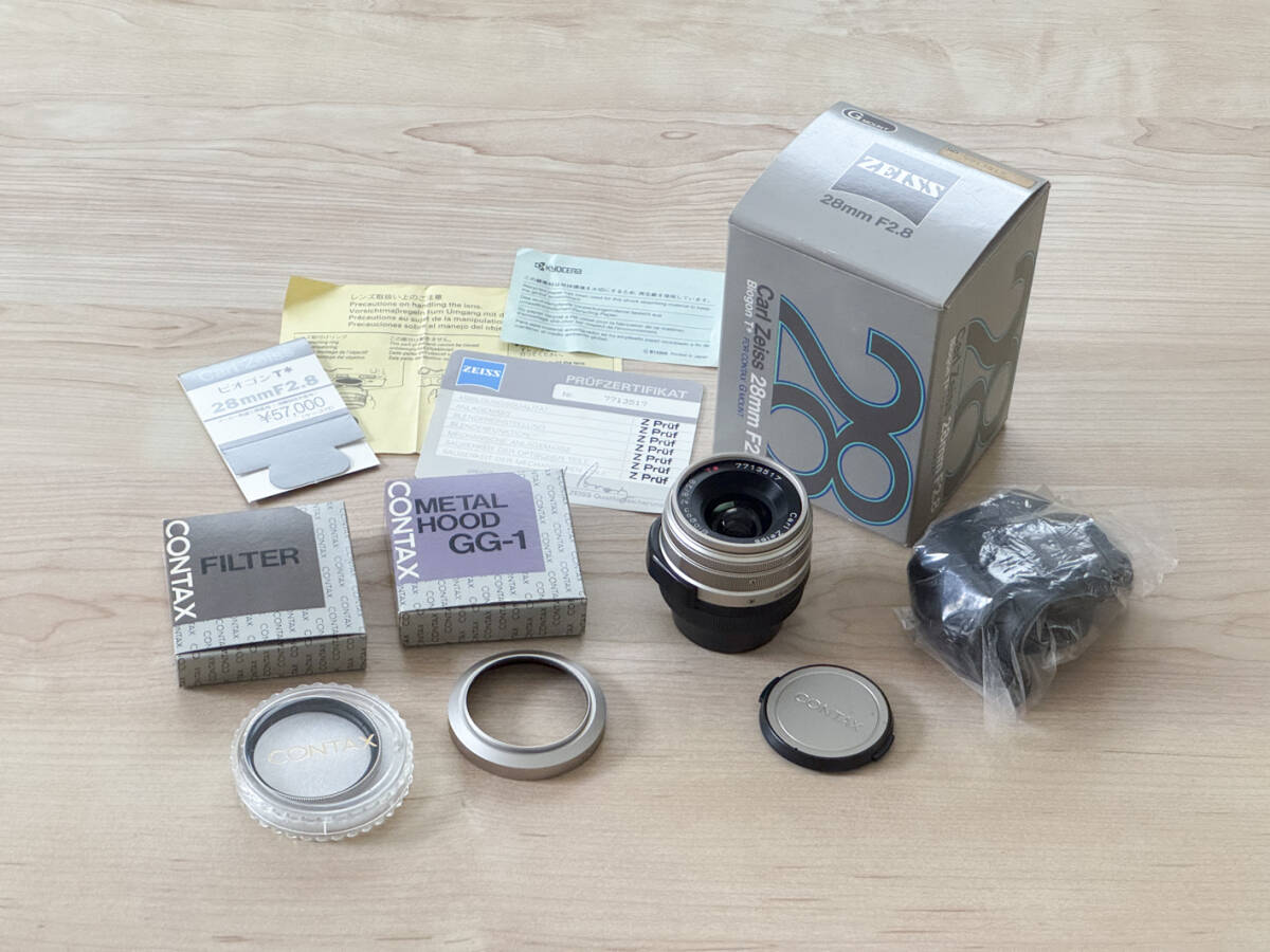 CONTAX コンタックス Carl Zeiss Biogon 28mm F2.8 ビオゴン METAL HOOD GG-1 Type Pフィルター付