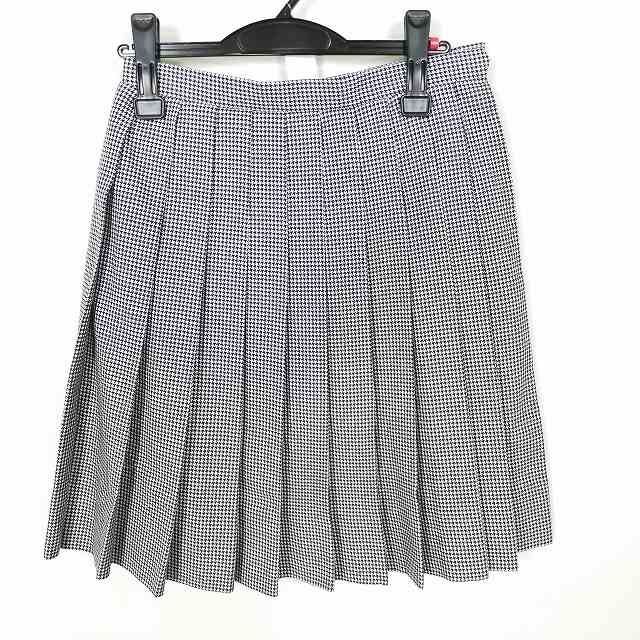 1円 スクールスカート 冬物 w63-丈53 チェック 中学 高校 プリーツ 学生服 制服 女子 中古 HK3039