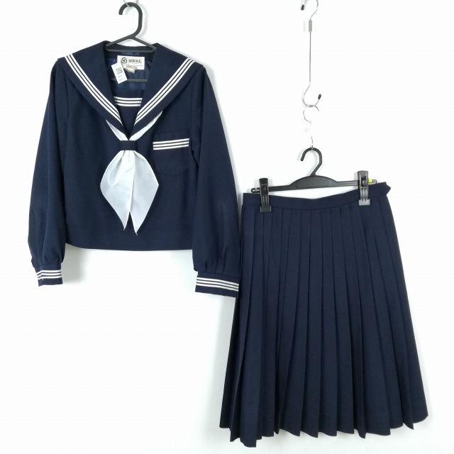 セーラー服 スカート スカーフ 上下3点セット 大きいサイズ 冬物 白3本線 紺 1円 セーラー服 スカート スカーフ 上下3点セット 指定 大きい
