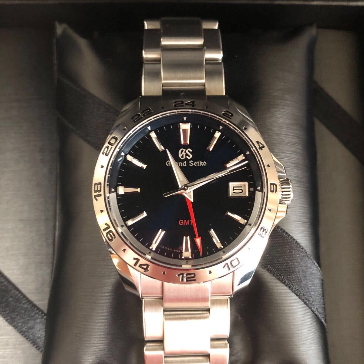 美品 GrandSeiko グランドセイコー SBGN005 GMT 9F86 クォーツ マスターショップ限定モデル 青文字盤