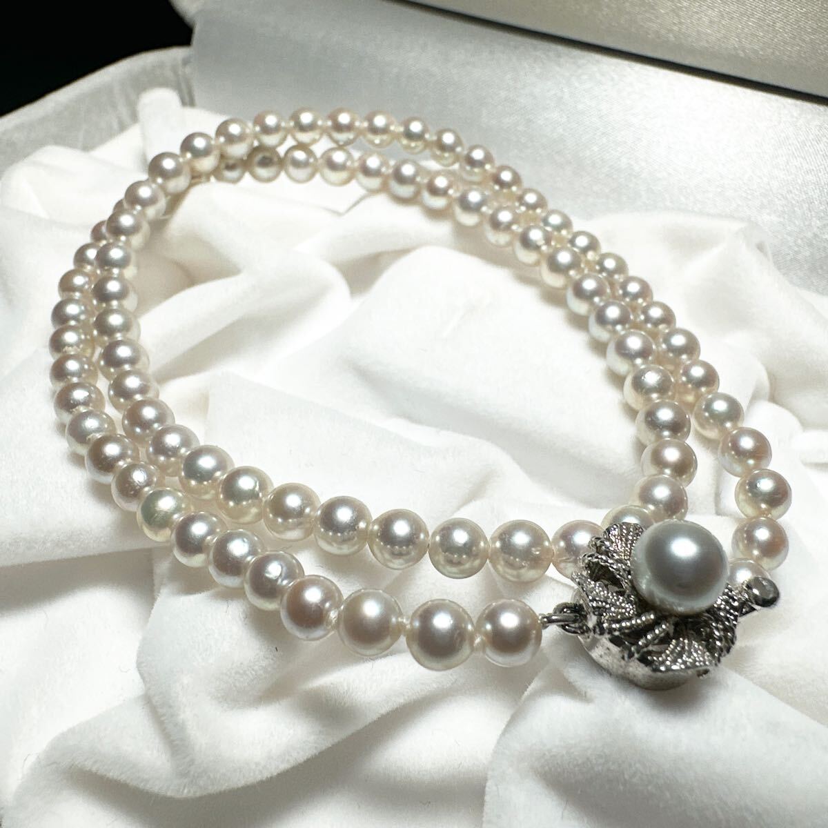 c1073【アコヤ真珠】 あこや pearl パール テリ最強 ネックレス アクセサリー SILVER ジュエリー jewelry 4.5-5mm 40cm 14.1g シルバー