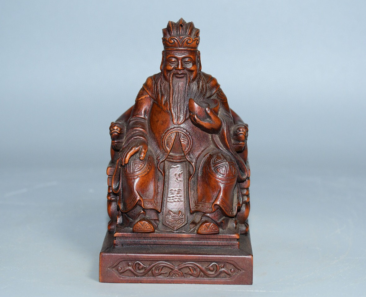 古寶奇蔵】黄楊木製・細密彫・財神像・置物・賞物・中国時代美術 古寶奇蔵】黄楊木製・細密彫・財神像・置物・賞物・中国時代美術