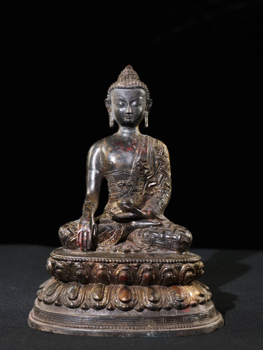 古寶奇蔵】銅製・塗金・釋迦牟尼像・置物・賞物・中国時代美術 古寶奇蔵】銅製・塗金・釋迦牟尼像・置物・賞物・中国時代美術