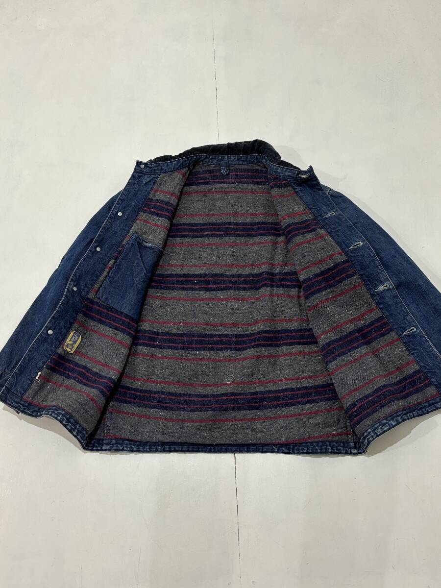 BLUE BELL】ブルーベル 50-60年代 ビンテージ 横縞ブランケット BLUE BELL】ブルーベル 50-60年代 ビンテージ 横縞ブランケット