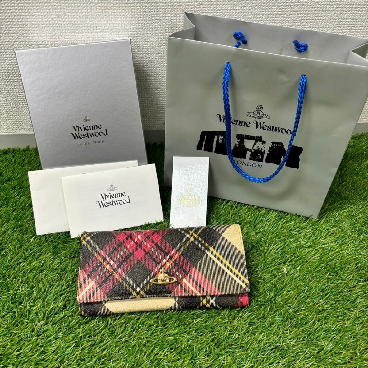 【中古品】『10-096』Vivienne Westwood ヴィヴィアンウエストウッド　長財布　Diamond Tartan