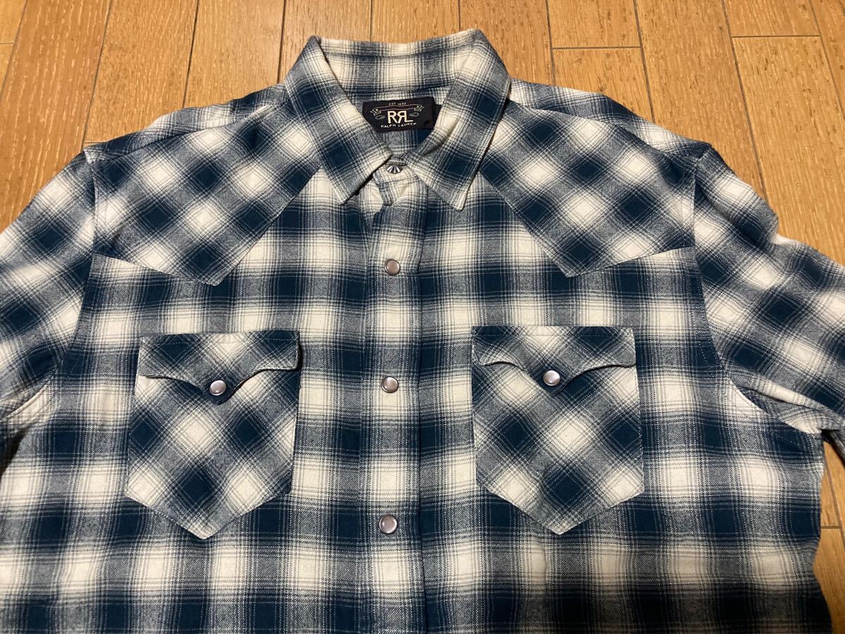RRL ウエスタンシャツ L シャドー チェック 長袖シャツ オンブレ RRL ウエスタンシャツ L シャドー チェック 長袖シャツ オンブレ