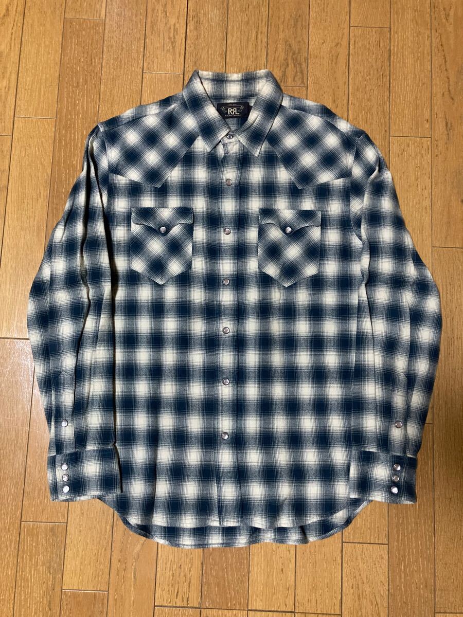 RRL ウエスタンシャツ L シャドー チェック 長袖シャツ オンブレ RRL ウエスタンシャツ L シャドー チェック 長袖シャツ オンブレ