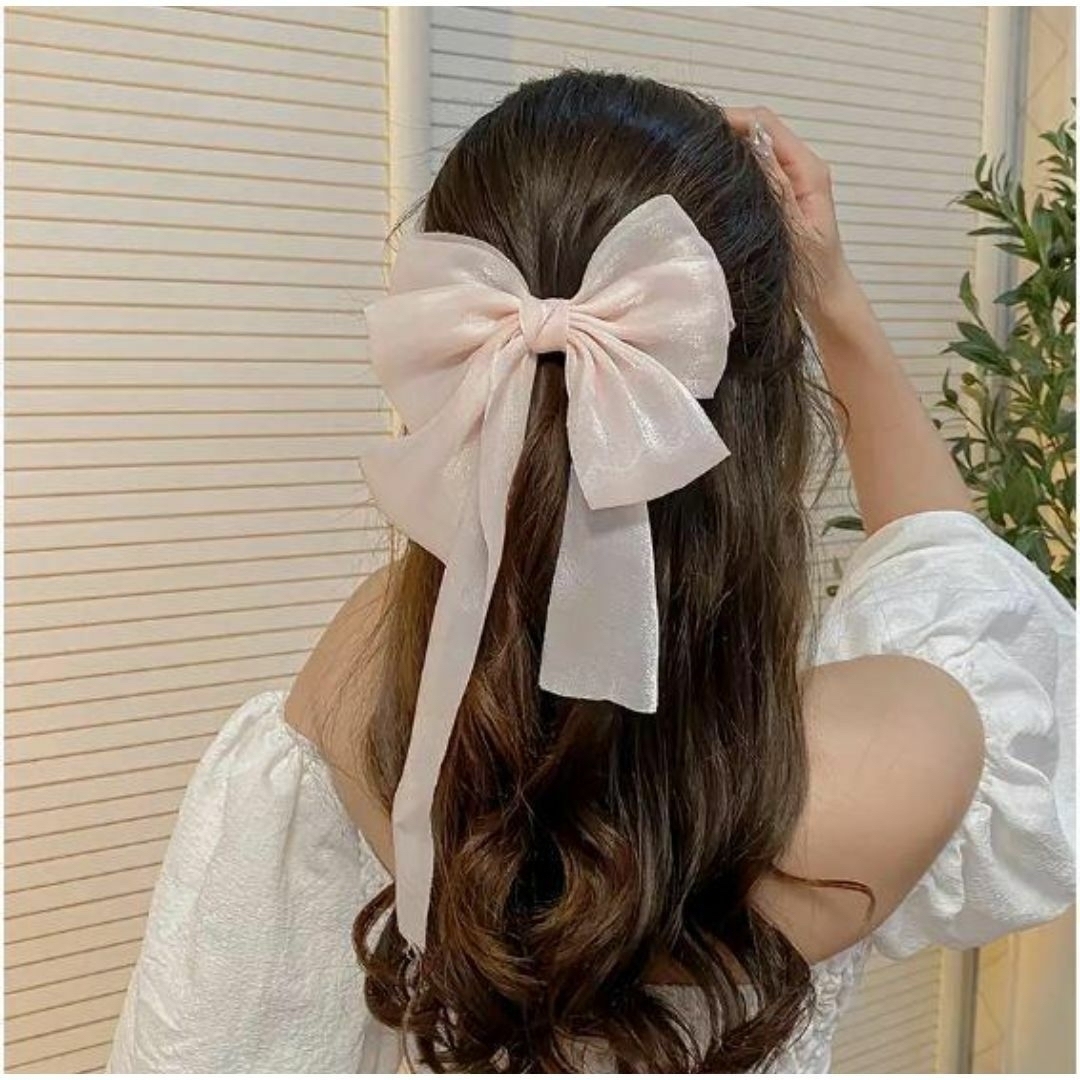  chiffon big ribbon barrette hair accessory pastel sia-.. feeling pink 