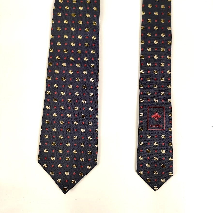 極美品】GUCCI グッチ ネクタイ GG柄 シェリーライン ネイビー 極美品】GUCCI グッチ ネクタイ GG柄 シェリーライン ネイビー