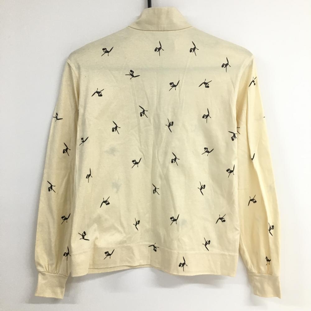 アダバット 長袖ハイネックシャツ イエロー×ブラウン 犬柄 ハーフジップ レディース Ⅰ(M) ゴルフウェア adabat
